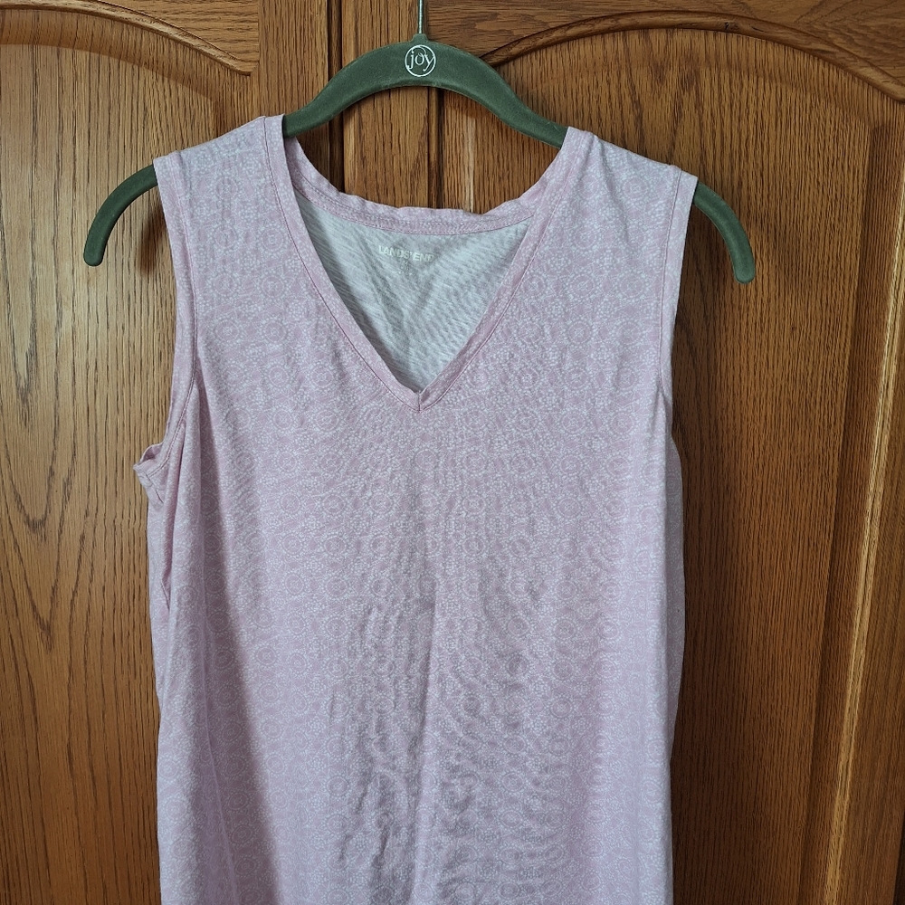 Lands' End Women's V-Neck Swing Tank Soft Lilac Geometric Size-Medium